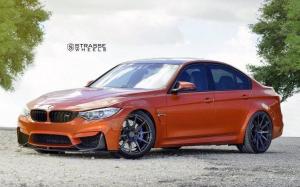 BMW M3 Sedan Sakhir Orange on Strasse Wheels (R10 Deep Concave Monoblock)